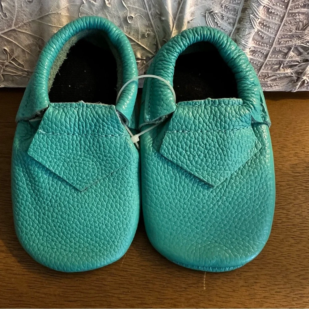Soft Genuine Leather Baby Boy Girl Shoes Turquoise Moccasin NEW